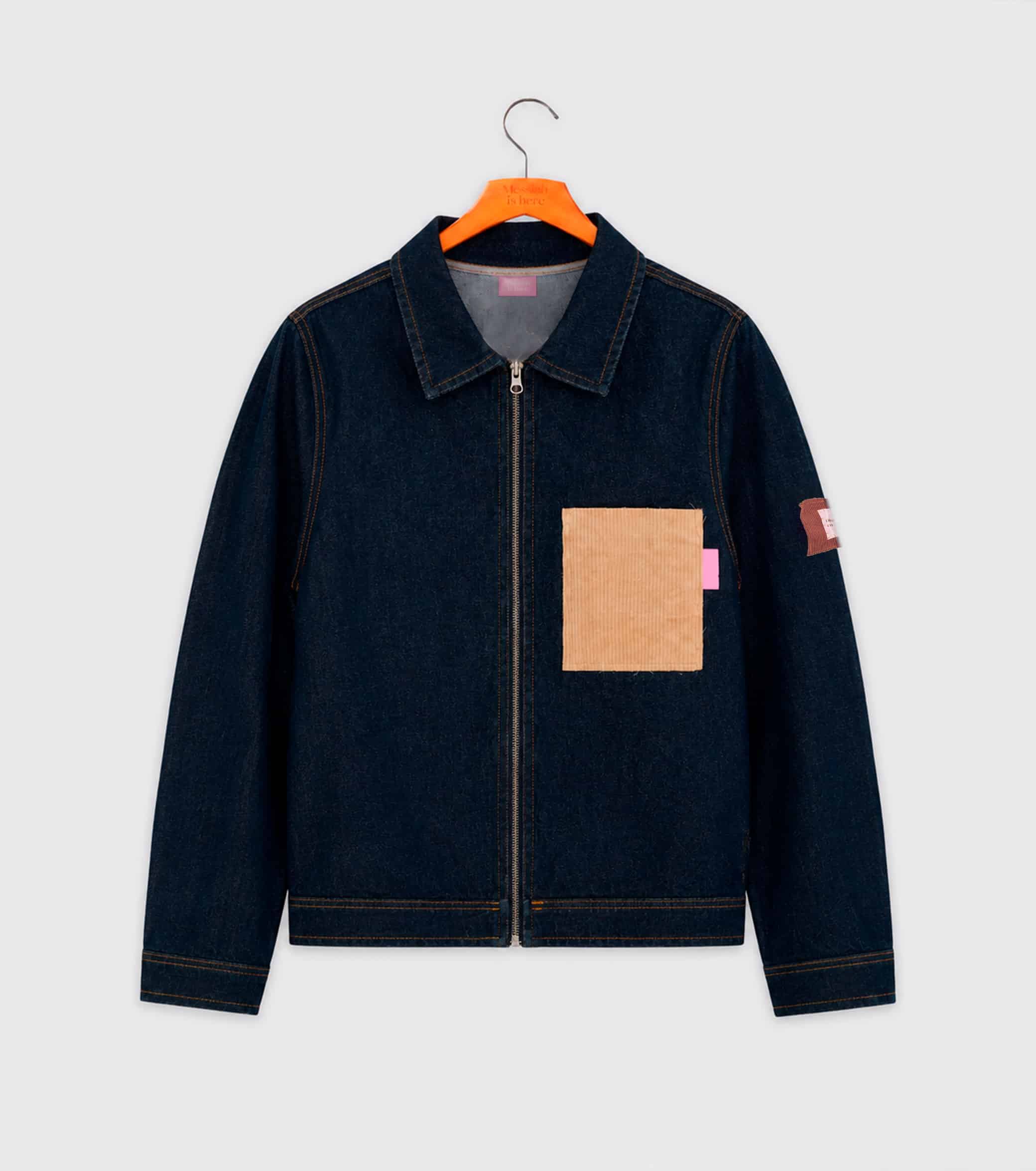 1 Blue raw navy jean jacket, cotton, corduroy, messiah is here, chaqueta vaquera azul marino 1 Chaqueta Raw Denim - Imagen 1